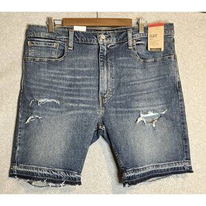 NEW Levis Mens Size 38 Blue 412 Slim Distressed 5 Pockets Denim Cut-Off Shorts